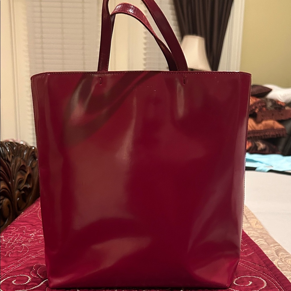 Prada Red Leather Tote Bag